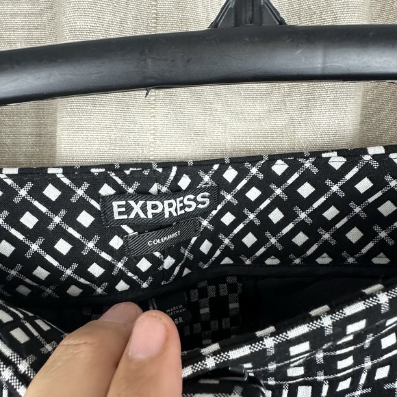 Express Women's Ankle High Rise Columnist Pants 6R Print Black NWT Career Office - Picture 10 of 10